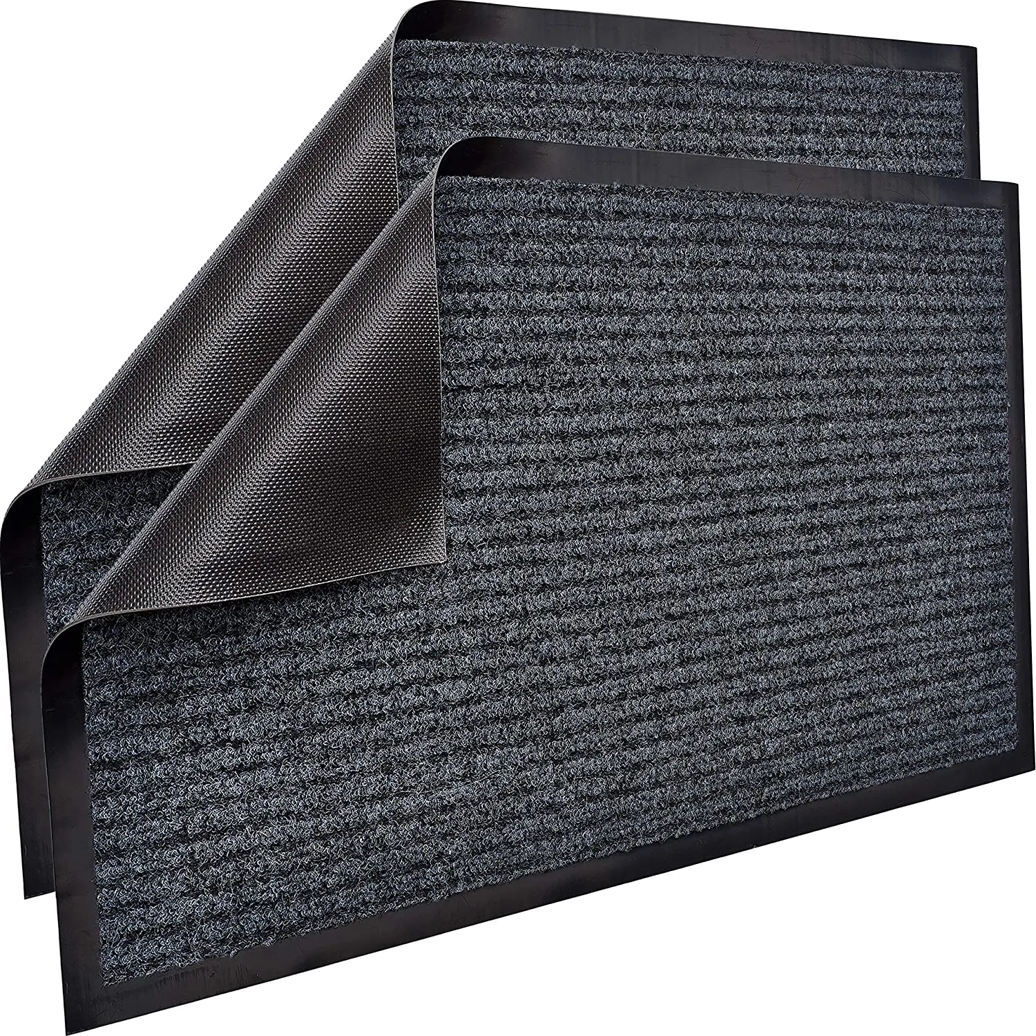 Non slip entrance doormat custom polyester stripe floor carpet ribbed outdoor door mat