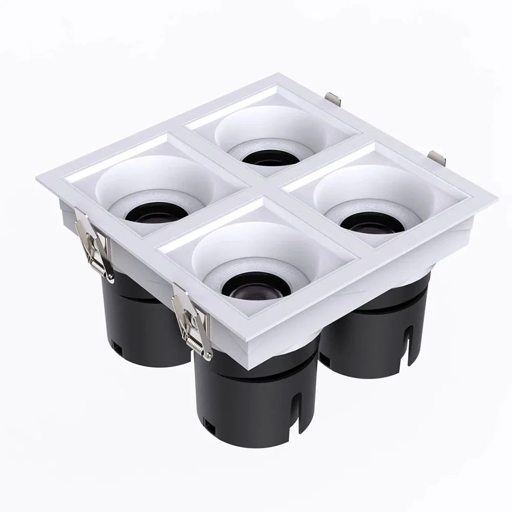 TOP Quality Living Room Indoor Frameless Angle Adjustable Rcessed Aluminum Square Led Spotlight 12W*4 15W*4