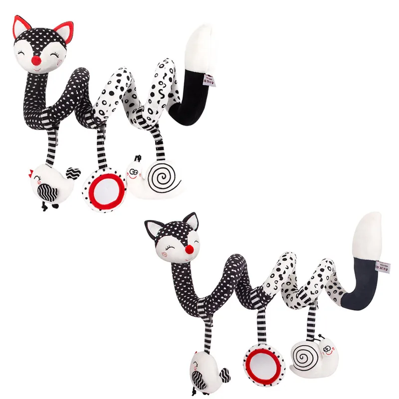 Baby black-and-white bed hanging multifunctional plush toys around cartoon fox T035