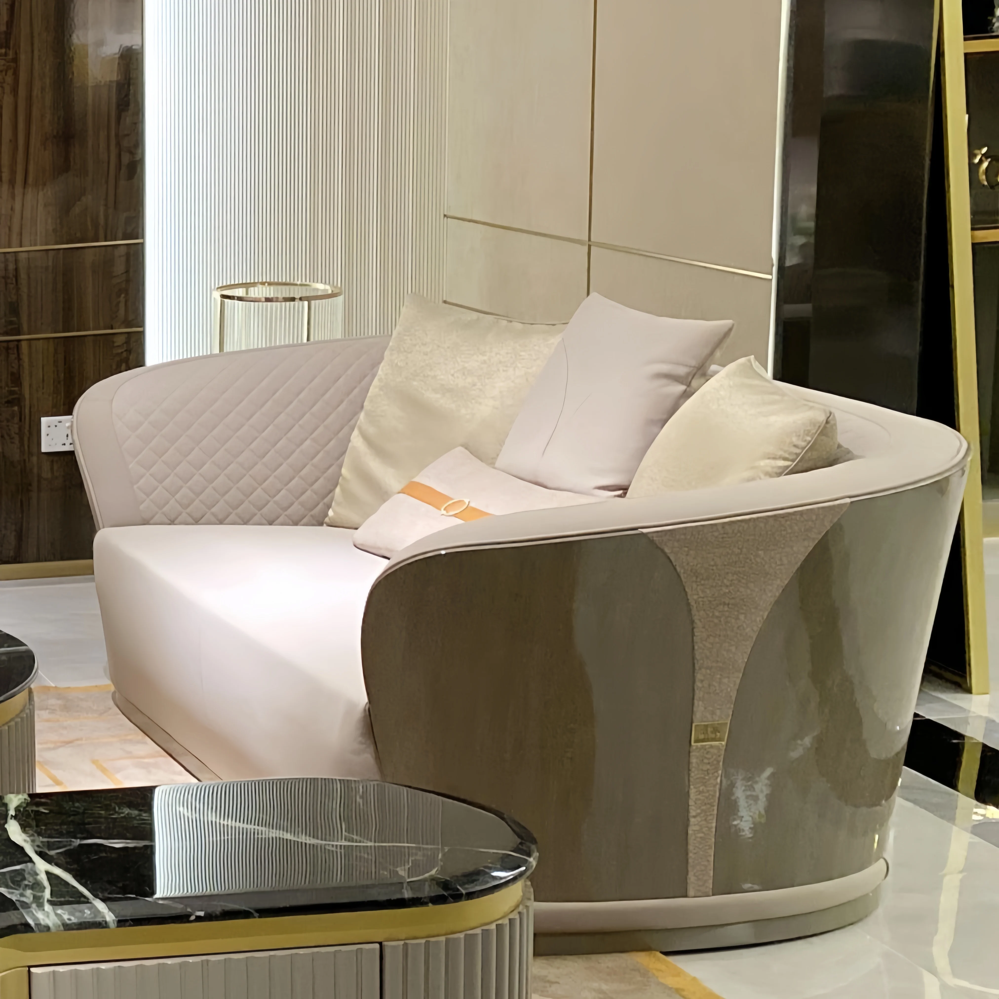 Italian high-end luxury modern designer fashion leather living room furniture set modern sofa set