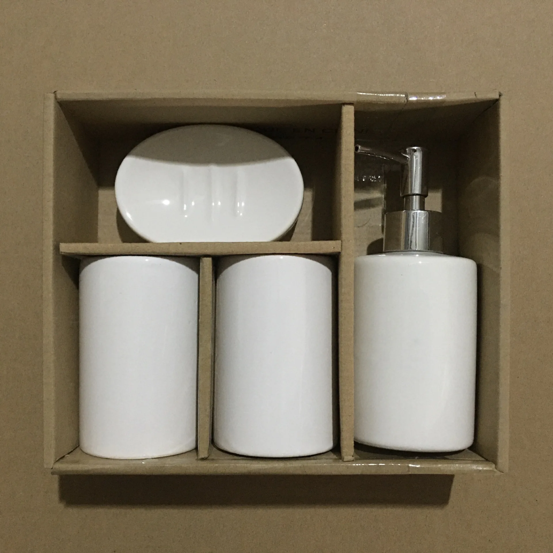 4Pcs Nordic Empty White Ceramic Lotion Bottle Soap Dispenser Toothbrush Holder Cup Bathroom Products Accessories Set