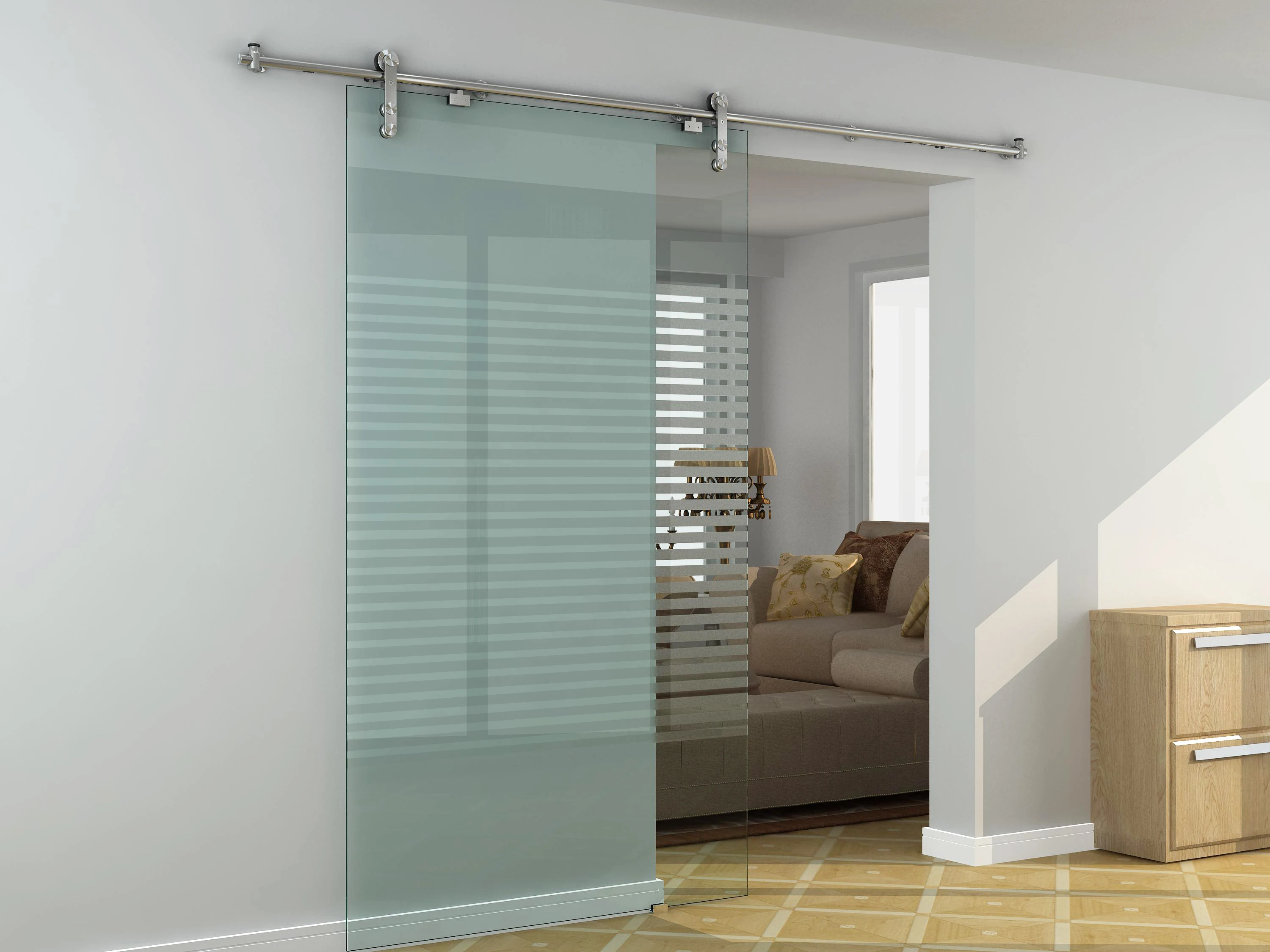 High quality Stainless Steel Front Mounting Sliding Barn Door Hardware for 8mm to 12mm Glass