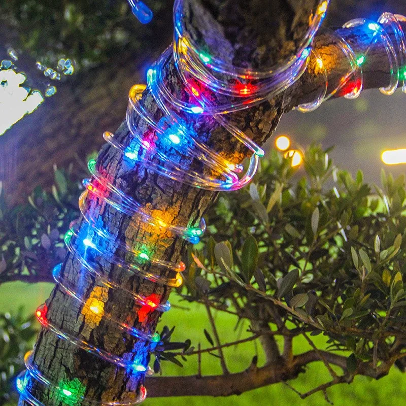 Solar Powered Copper Wire Rope Tube Lights Waterproof IP65 Christmas Garden Yard Patio Tree & Party Decor for Camping & Outdoor