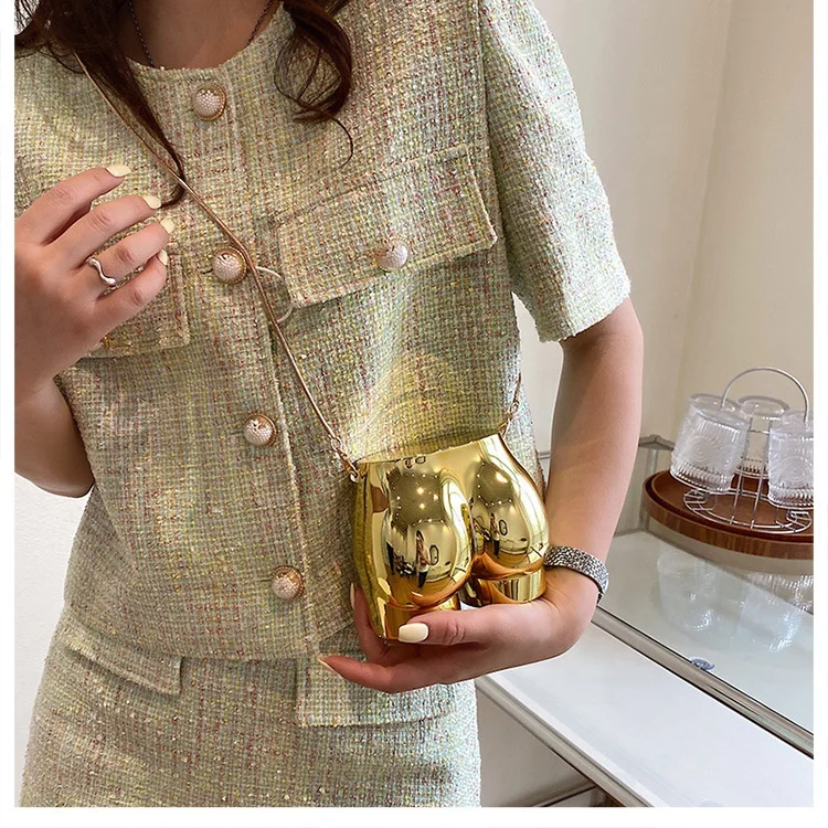 Роскошные Дизайнерские золотистые дамские сумочки, миниатюрная сумка из ПВХ в стиле хип-хоп, кошельки на цепочке на плечо, популярная Праздничная сумка на плечо, 2023