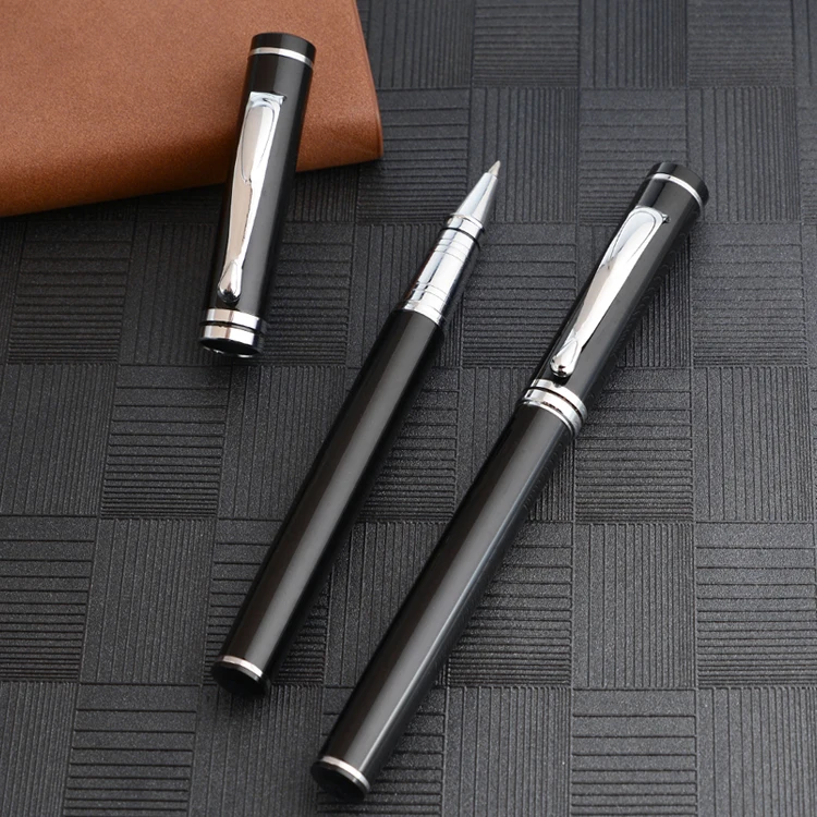 New Design High Quality Metal Roller Pens Black&Silver Color Signature Gel Pen Factory Supply Party Anniversary Gift