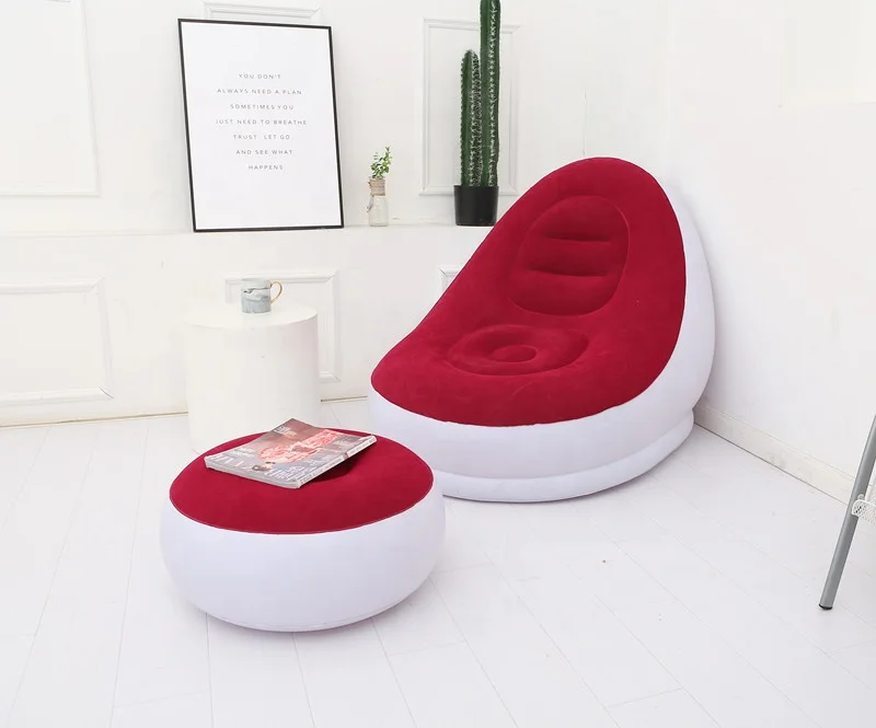 The new outdoor lazy inflatable sofa foldable recliner bed with pedal comfortable combination flocking
