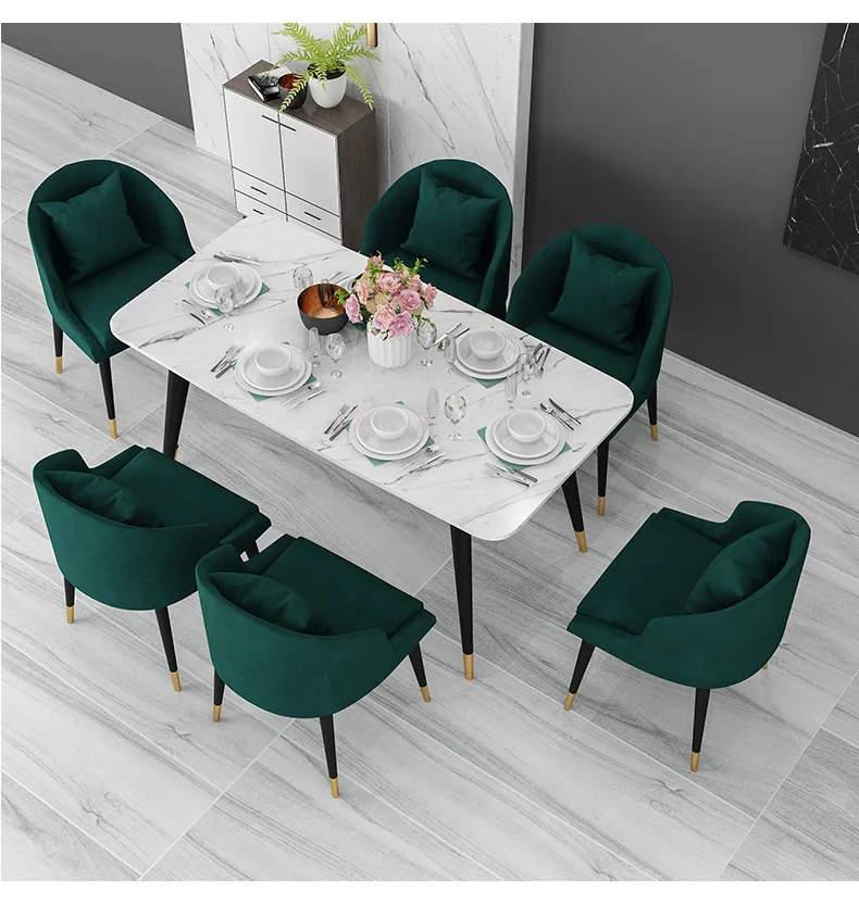 Nordic Style Cheap Price Velvet Chairs Dinning Room Furniture Dining Tables Set