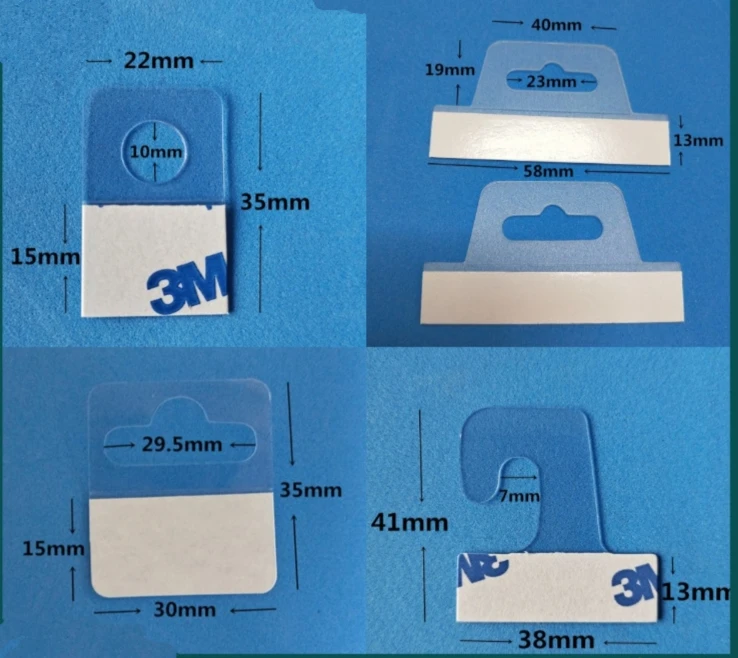 Clear Plastic Hang Tab PET Adhesive Euro Hook Slot Stickers for Store Retail Cardboard Stand Display Hook