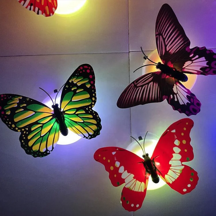 Mini LED 3D butterfly night light, can paste LED decorative wall light