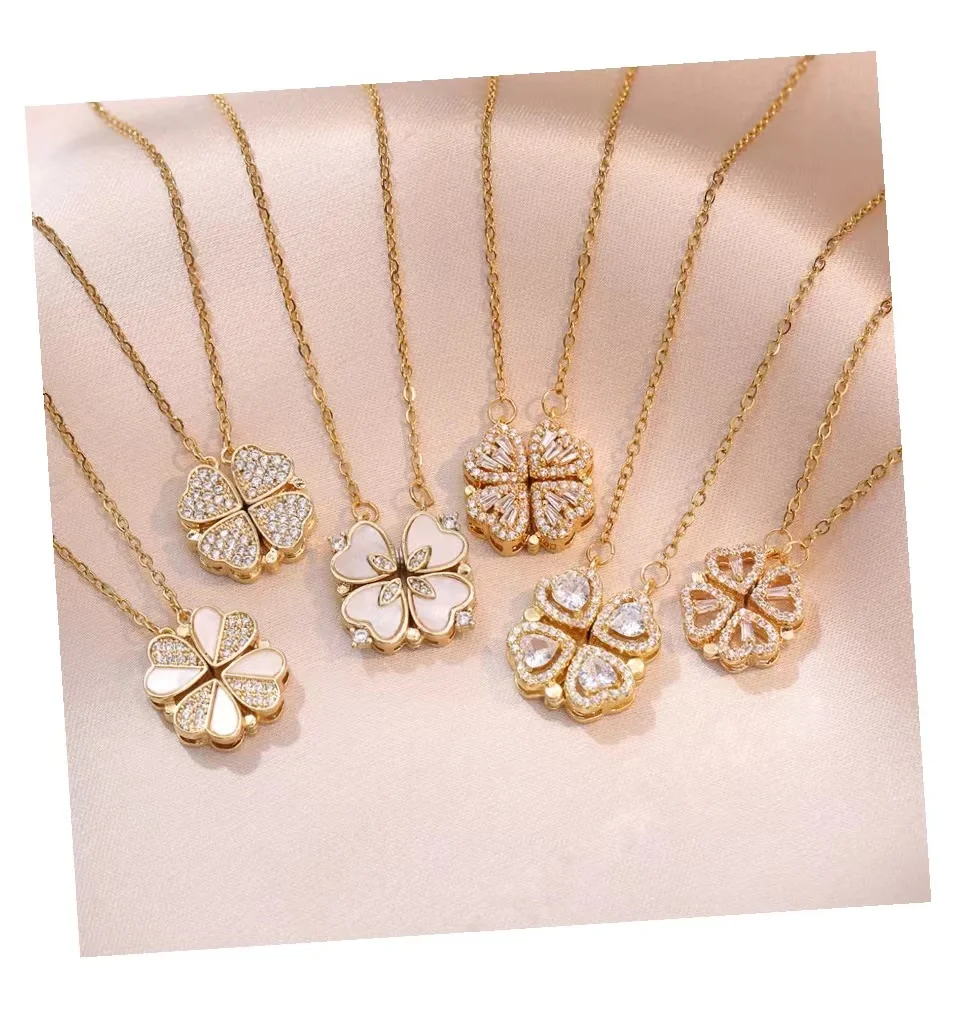 Fashion Jewelry Stainless Steel Four-leaf Clover Love Necklace Female Designer Chinc Temperament Clover Pendant Necklace