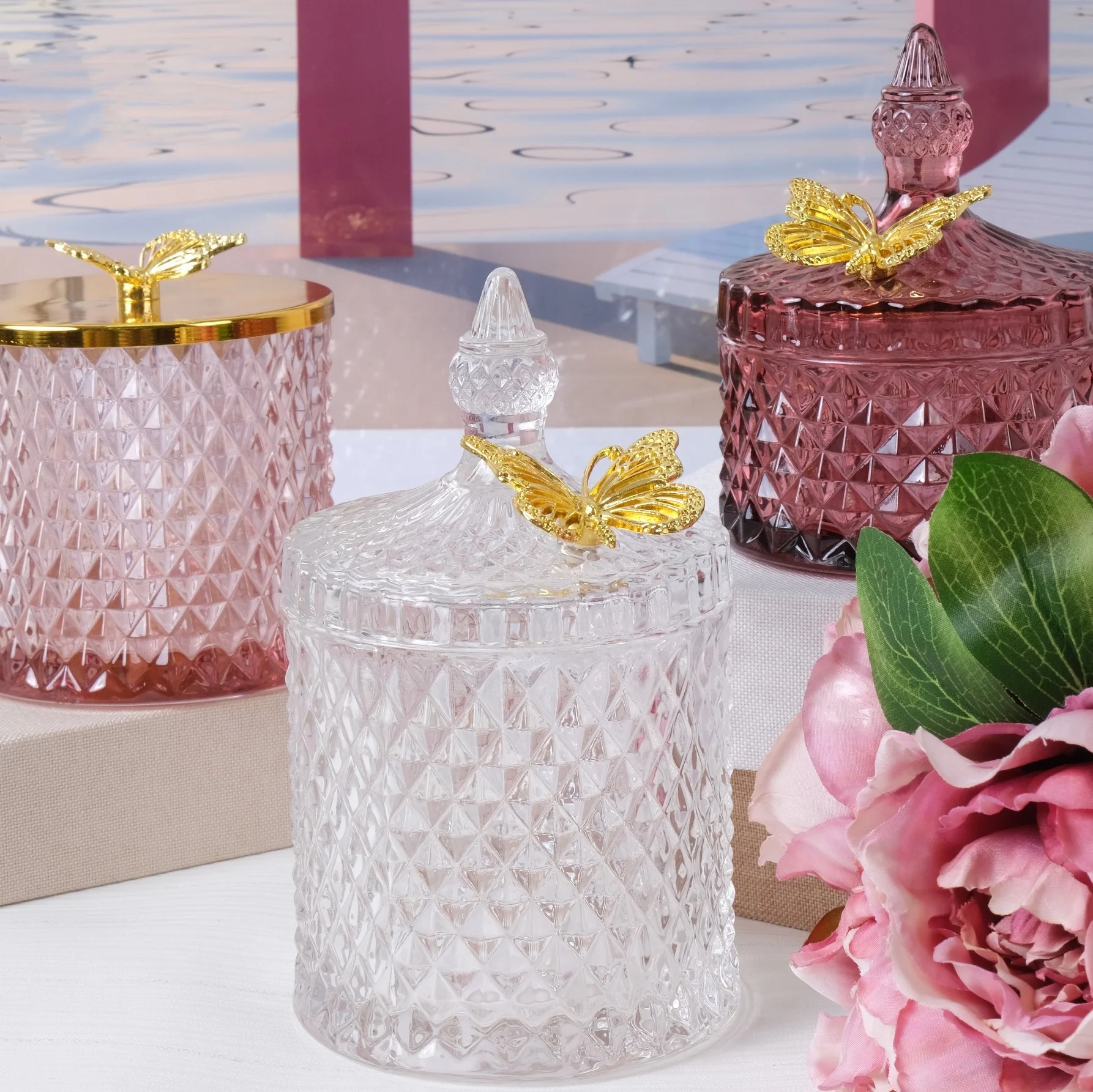 Glass Candle Jars with Lid Custom Glass Candle Jars Luxury Glass Jar for Candles Holder