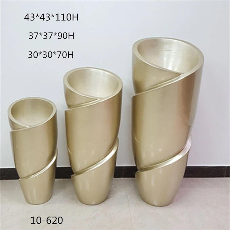 Profession Gold Handmade Outdoor Fiberglass Garden Planter Vase