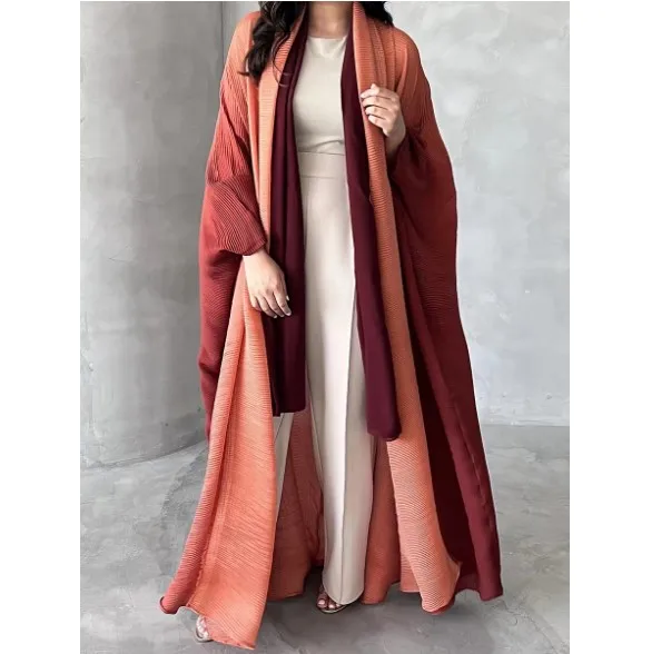2023 богемное высококачественное платье Miyake Abaya Dubai мусульманское Плиссированное женское цветное большого размера Свободное длинное кардиган Халат
