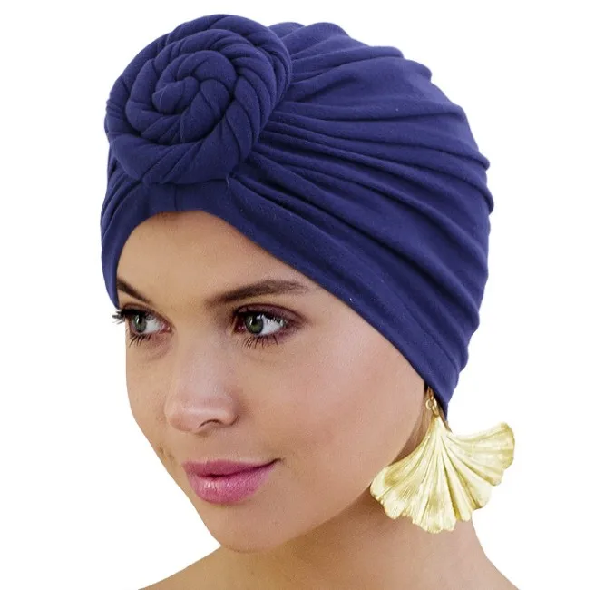 Satin lined soft stretch knot headwrap sleep cap knot head wrap turban