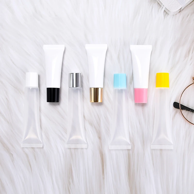 Горячая распродажа 10 г 15 индивидуальная фирменная торговая марка блеск для губ прозрачный белый ПЭ пластиковый Сжимаемый Мягкий Тюбик блеска