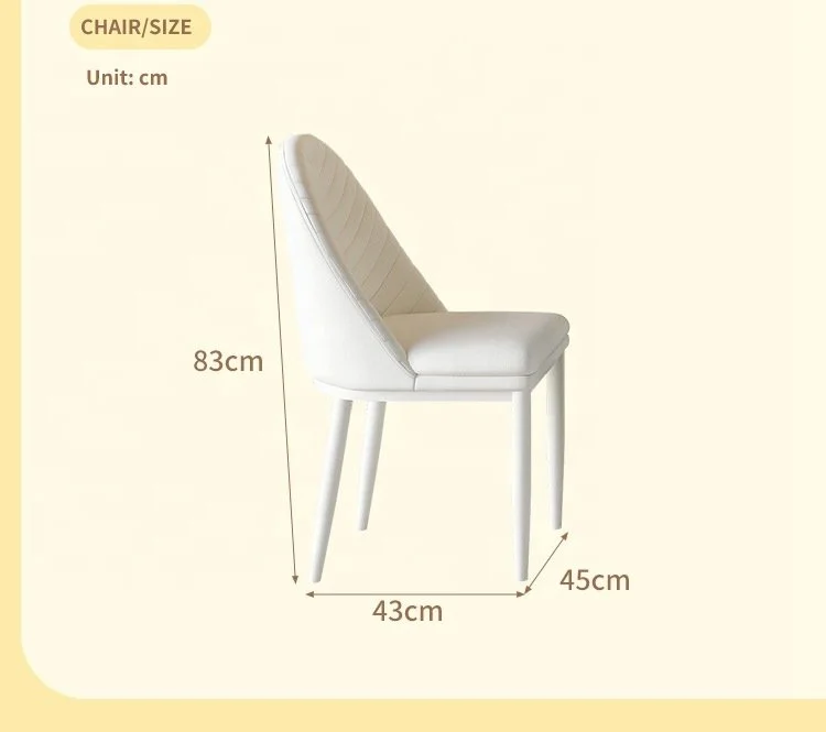 Creamy Wind Light luxury rock panel dining table and Chair combo Home Creamy white modern simple dining table set for 6 seats