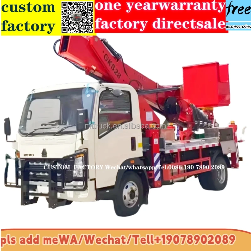 howo 24m Manual  4x2 Best Selling New Design High Quality Telescoping Lifting Truck Mounted Aerial Working Platform