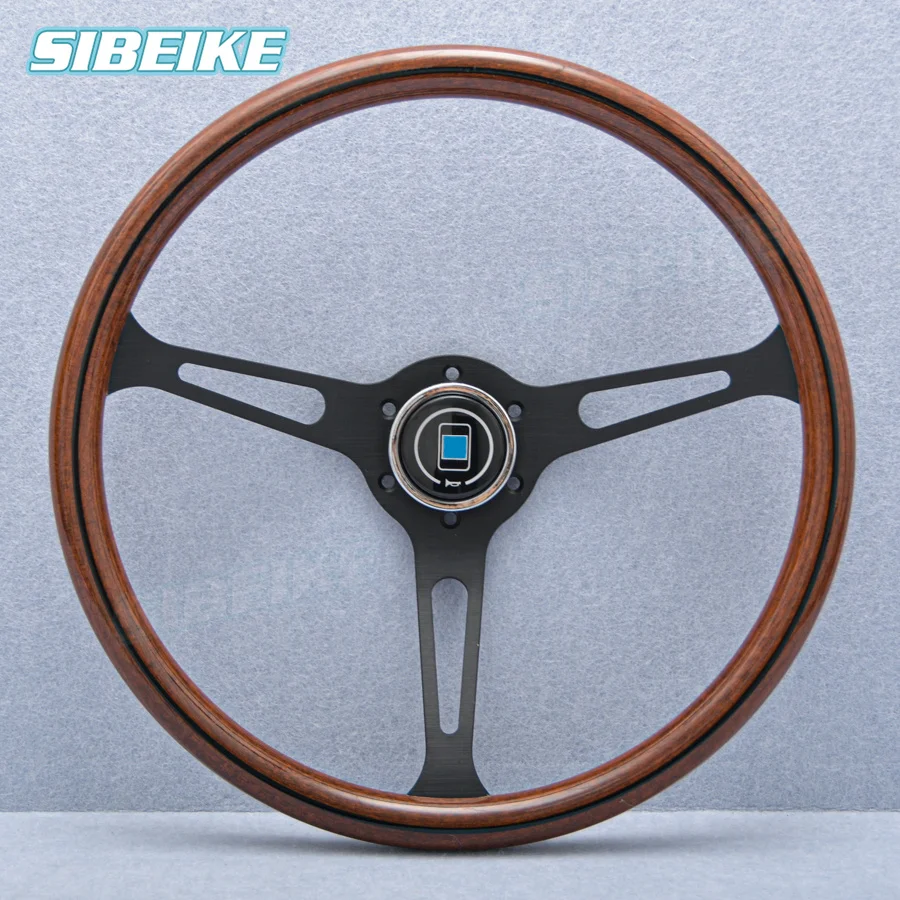 15inch Truck Mahogany Wood Steering Wheel Retro Vintage Classic Wood Film Solid Wooden Steering Wheel for Universal car