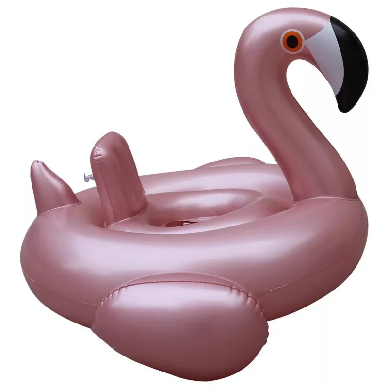 Kids children summer swimming pool water play toy inflatable rose gold flamingo float tube raft boat seat ring with backrest