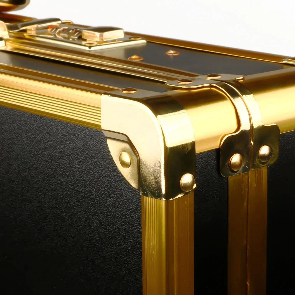 High Grade Luxury Salon Dedicated Hairdresser Briefcase Golden Aluminium Material Barber Tools Case With Lock