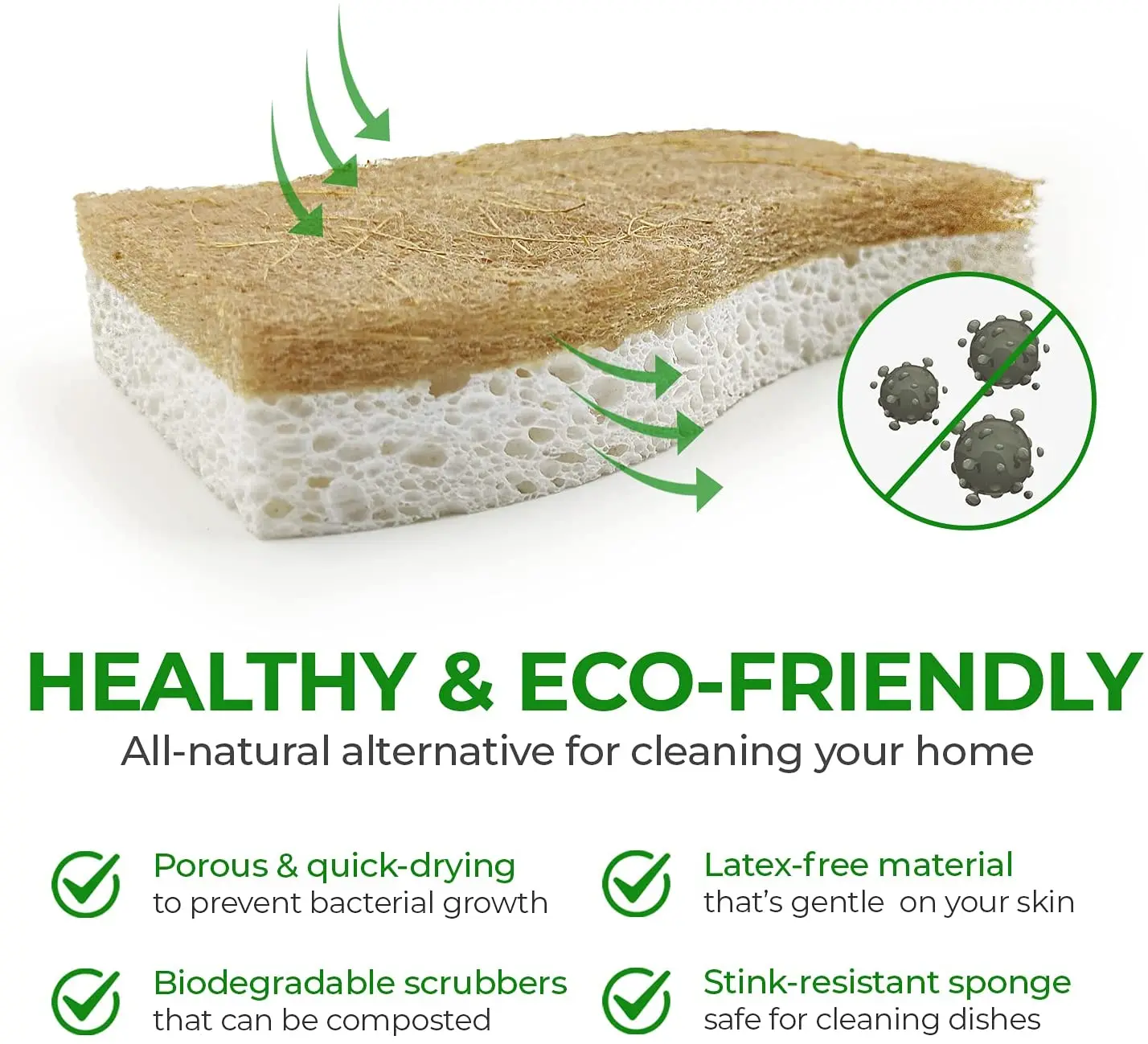 Multipurpose Eco Sisal Scourer Washing Natural Dish Cellulose Cleaning Kitchen Sponge