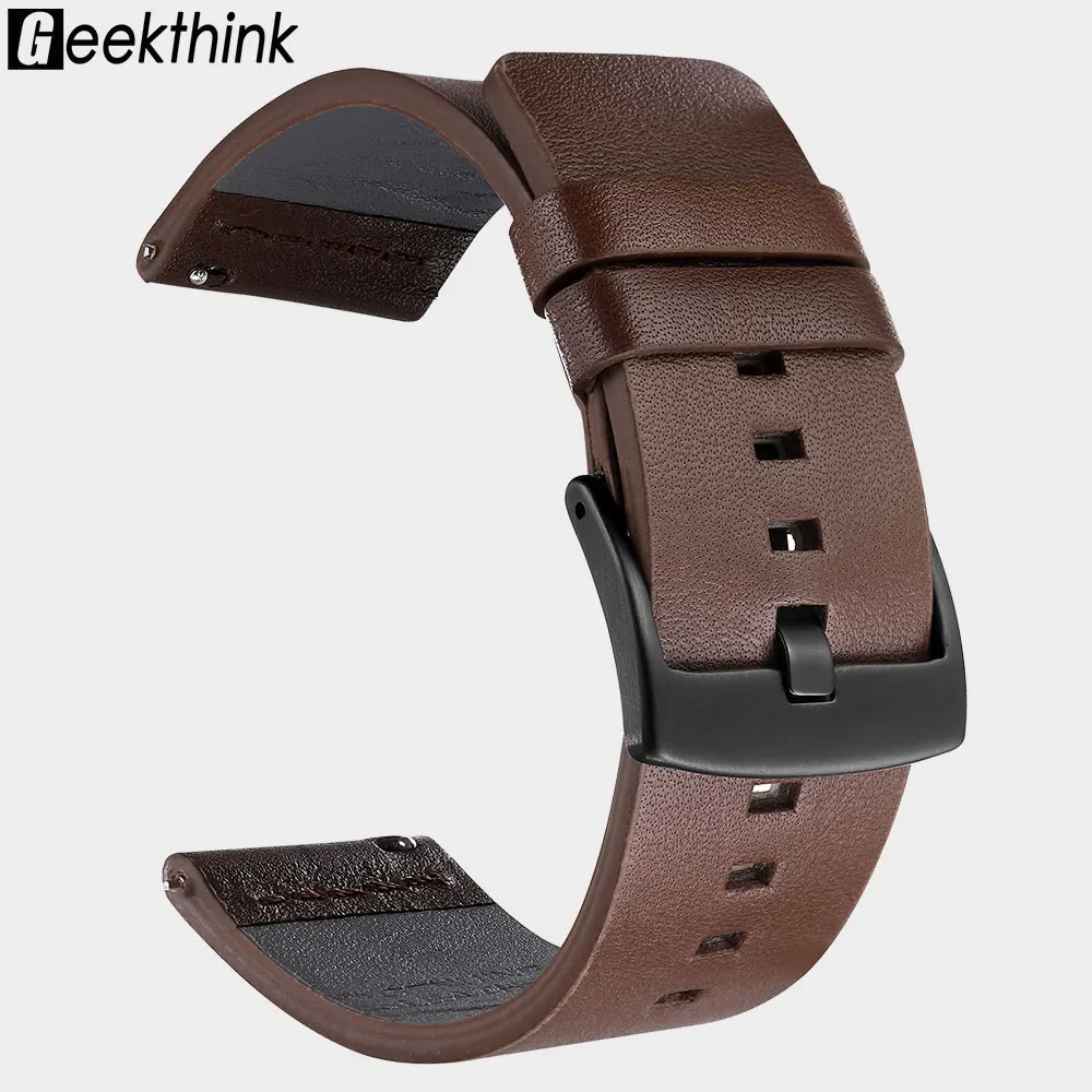 18mm 24mm Leather Watch band Strap for Samsung Galaxy Watch Active2 42 46mm Gear S3 20mm 22mm watch band