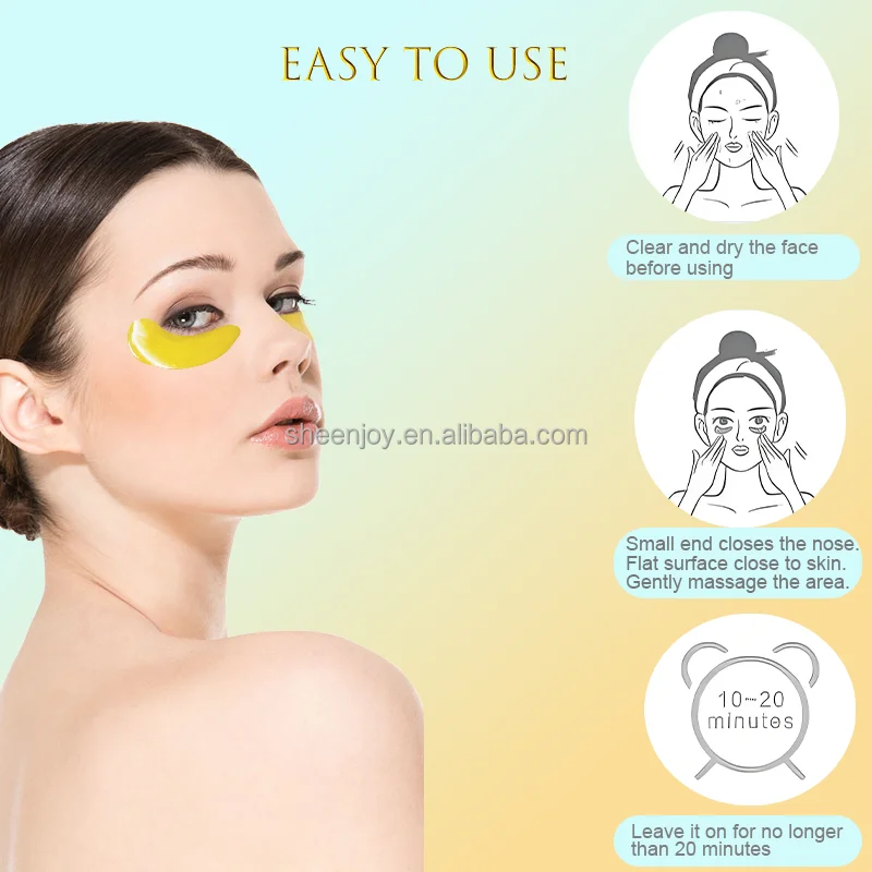 Crystal Gold Lady Series 24K gold Collagen Eye Pads Best under Gel Eye Mask Treatment Sheet Form Chemical Ingredient