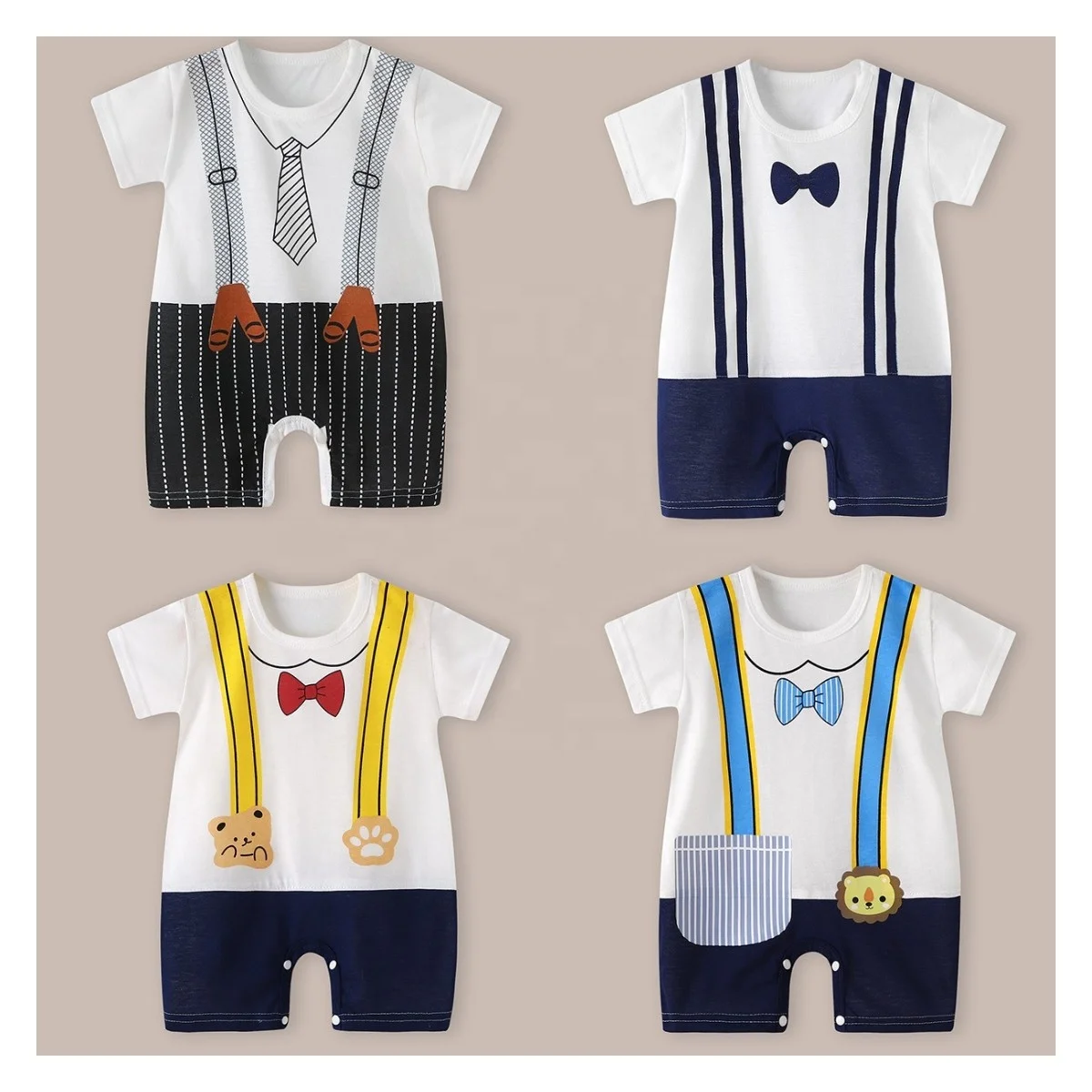 Wholesale baby clothes pure cotton newborn clothes short sleeve anime jumpsuit boy baby clothes