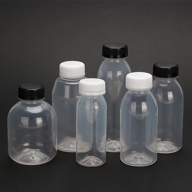 Clear Empty Food Grade PP Plastic Water Drinking Bottles Round Juice Beverage Bottles with Top 300ml