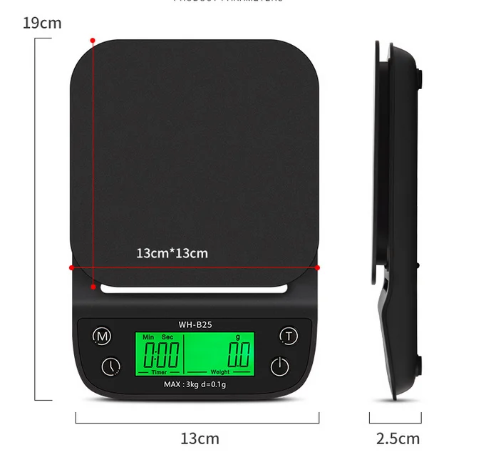 HOMEE Digital Coffee Weighing Scale Digital Kitchen Timer USB High Balance Digital Electronic LCD Display Weight Gram Scales