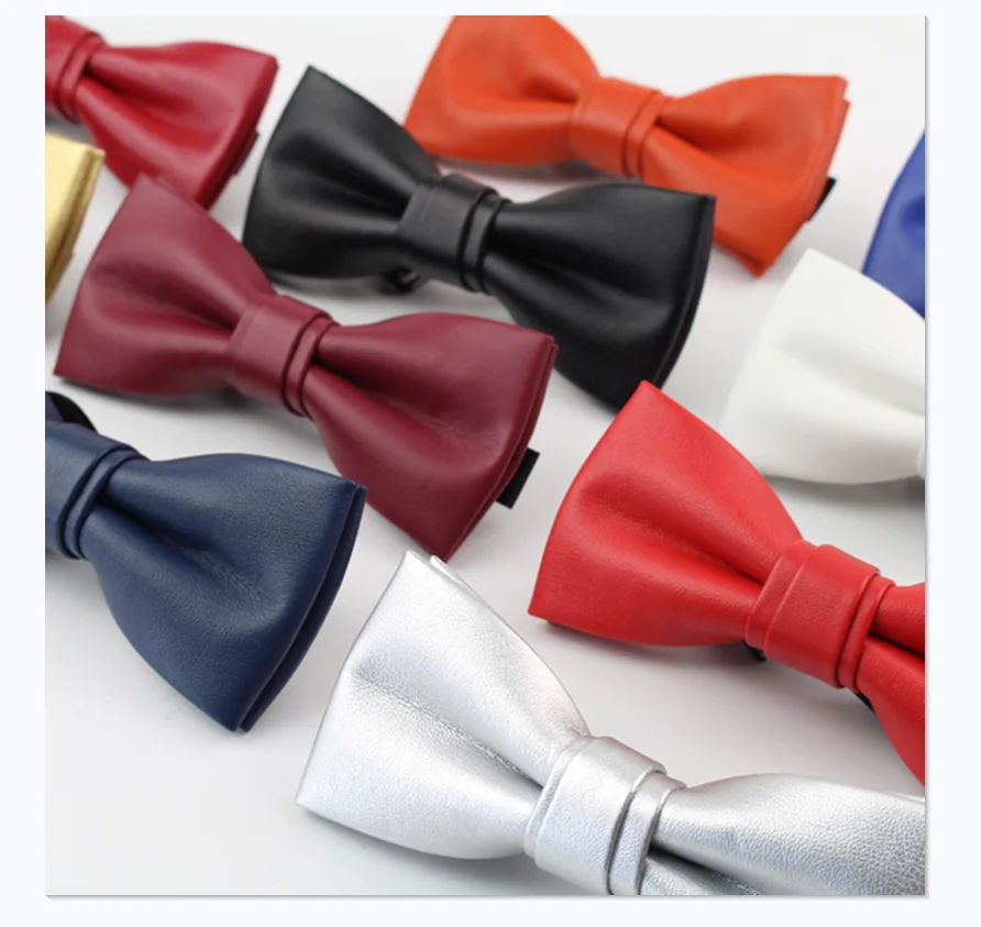 High Quality Classic PU Pattern Leather Ties Butterfly Wedding Party Bowtie Solid Color Pu Leather Noble Bow Tie