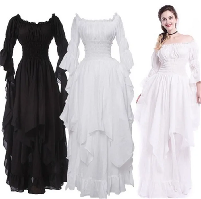 vestidos de fiesta Gorgeous lace trumpet sleeves off shoulder retro Gothic dress cosplay ball princess dress