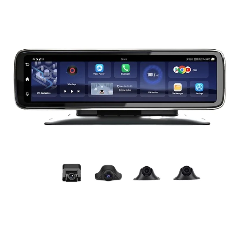 12 Inch 4G Android 10 GPS Navigation 720P WiFi 4 Cameras channel way 360 degree car camera mirror dash cam with Remote control