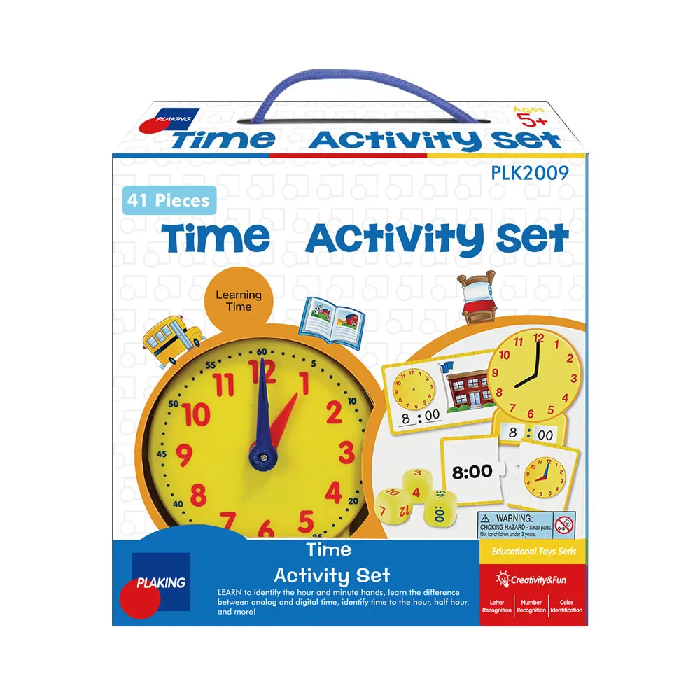 Time Activity Set, Early Educational Kit, Homeschool, Analog Clock, Tactile Learning, 41 Pieces, Ages 5+