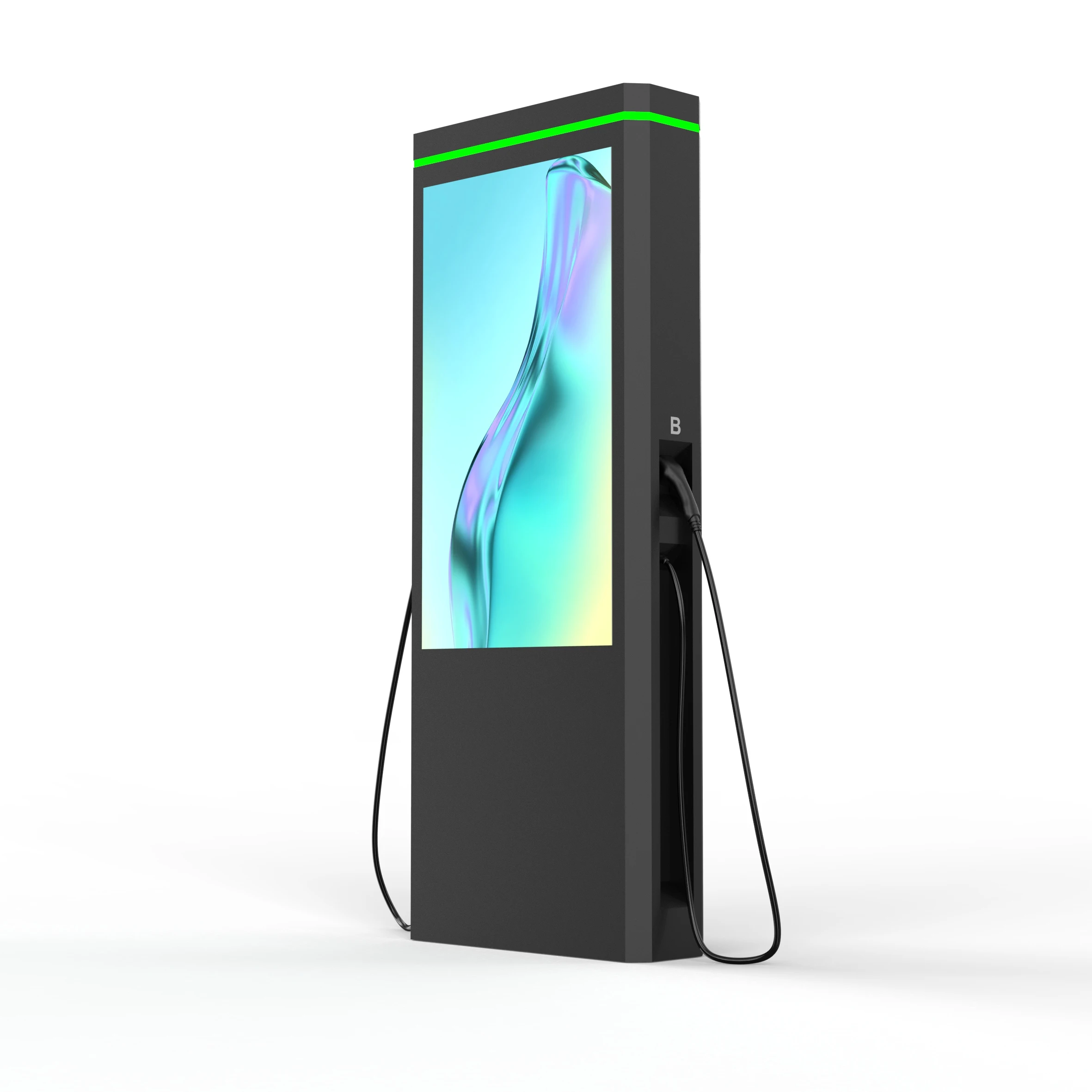 DC fast 60kw double gun electric cars ev fast charging station with outdoor advertisement screen ev charger