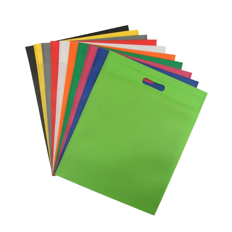 
Promotion Eco Solid Color Tote Storage Non Woven Foldable Shopping D-cut Bag 