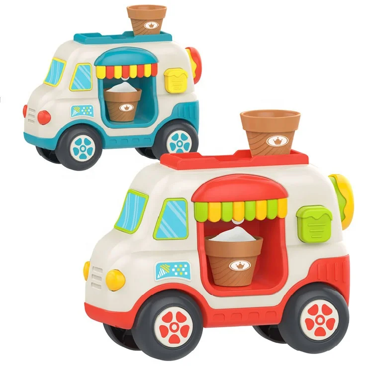 New cartoon plastic sliding ice cream truck car toys kids for baby toys