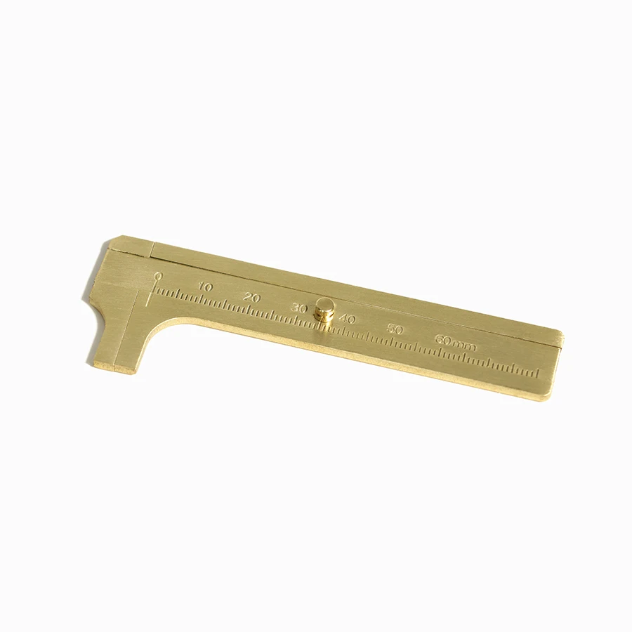Solid Brass Pocket Caliper Measuring Mini Tool Handy Caliper for Jewelry Ring Bead Single Scale Sliding Gauge Metal Ruler 60mm