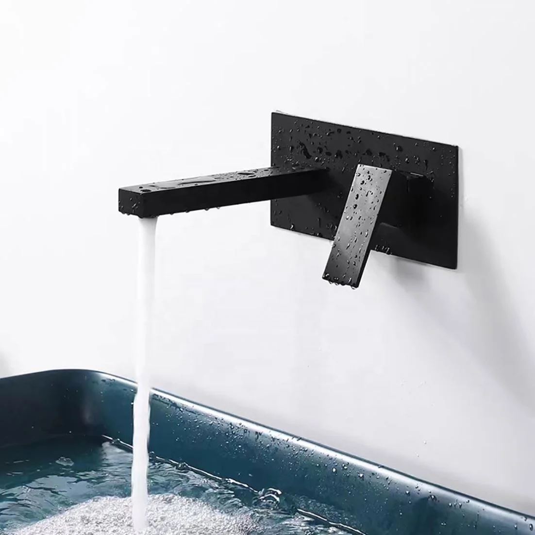 Hot Sale Single Hole Wall Mounted Bathroom Basin Mixer Black  Brass Taps Bathroom Basin Faucetmixer Tap Wash Basin Faucet