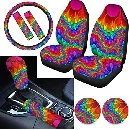 Cross-border automobile printed seat cover Phoenix dog claw pattern coasters hand brake cover 9 sets steering wheel cover Amazon