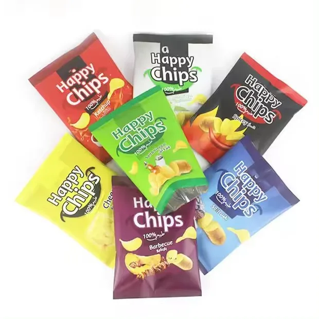 Custom Printed Back Seal Pillow Pouch Packaging Bags Low MOQ Laminated Popcorn Snack Food Grade Plastic Potato Chips Bags