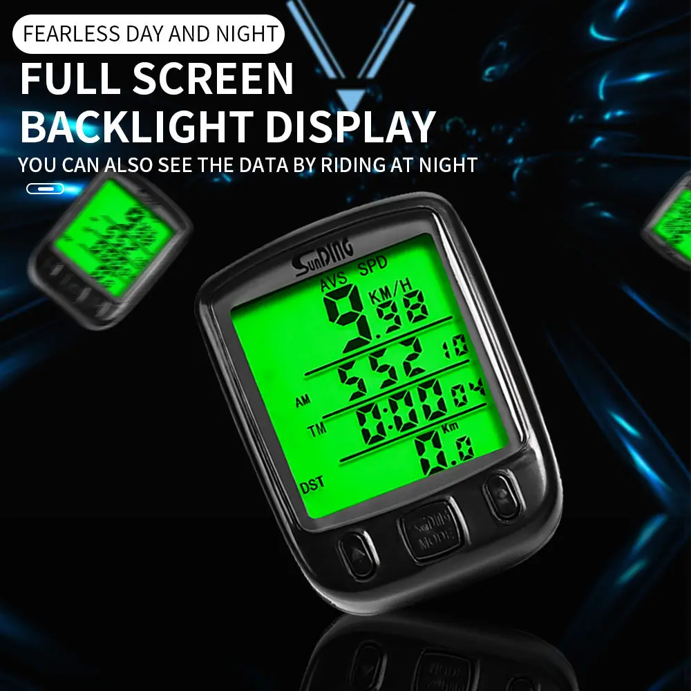 Bicycle Speedometer Wired Computer Stopwatch LCD Screen Backlight WaterProof Odometer