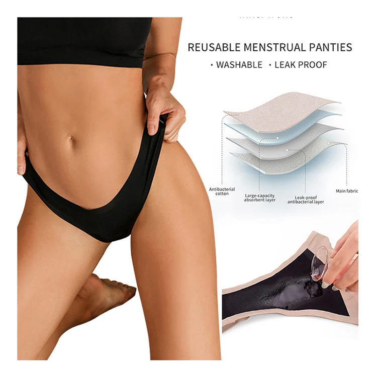 Wholesale Ladies Full Protection Washable Incontinence 4 Layers Period Panties Menstrual Panties Reusable Underwear For Women