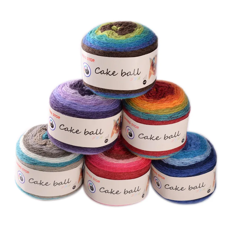 Оптовая продажа, мячи для торта, постепенное изменение, длинная окрашенная пряжа, свитер, шаль, шарф, вязаная пряжа, пряжа для торта