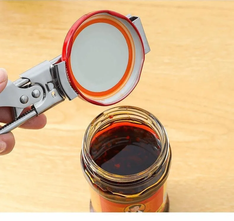 Adjustable Multi-functional Stainless Steel Can Opener Manual Jar Bottle Opener Long Handle Corkscrew