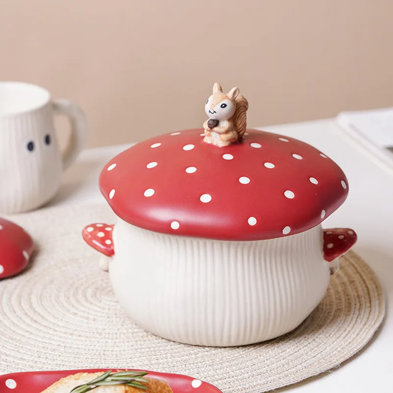 creative cartoon mushroom cute irregular polka dots microwave bowls set home goods dinnerware