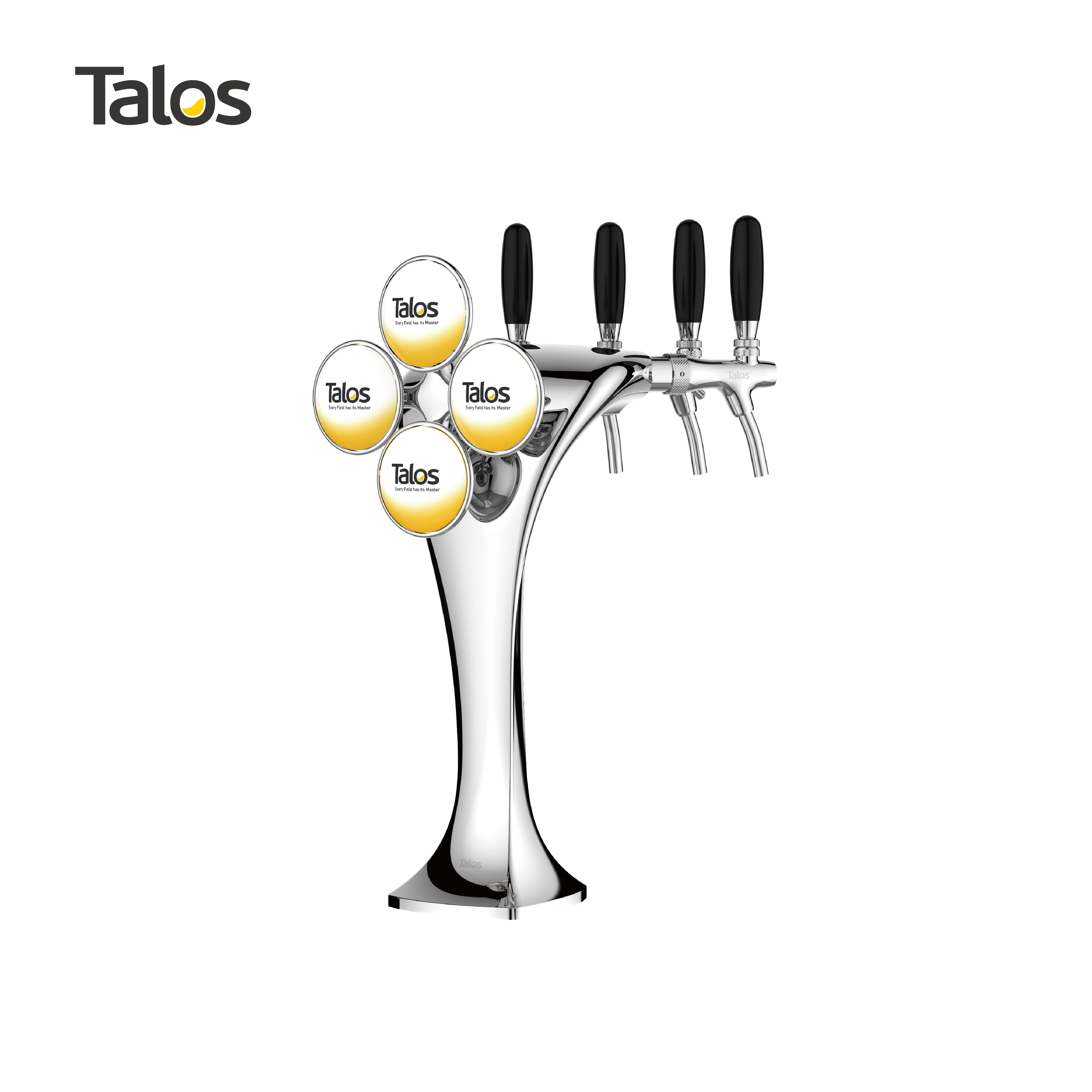 TALOS Cobra Tap Tower Chrome 4-way Dispensing Tower Draft Beer Tower