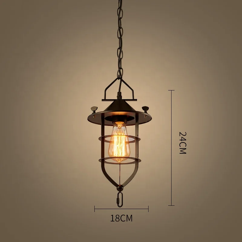 Retro Restaurant Chandelier Single Head Bar Counter Dining Room Bedroom Vintage Pendant Light Wholesale Loft Hanging Light