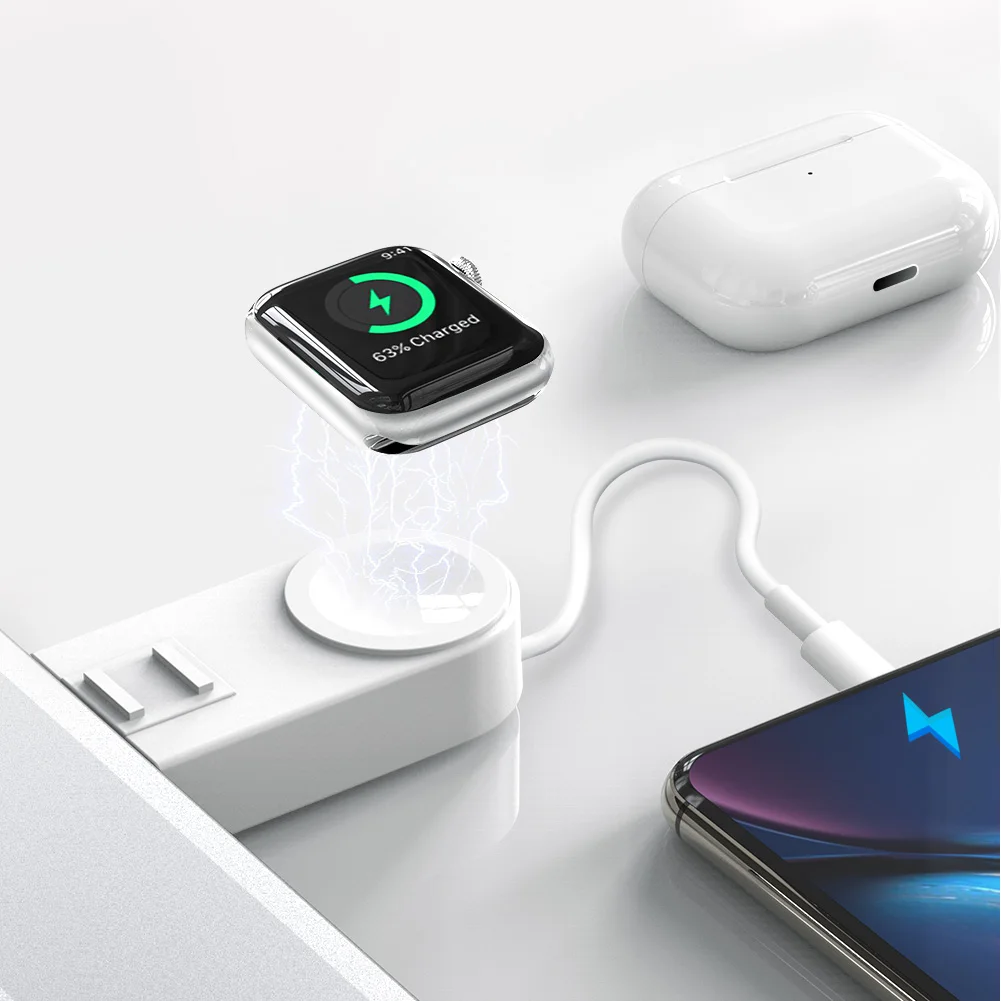 Беспроводное зарядное устройство для Apple Watch, магнитное металлическое Беспроводное зарядное устройство для Iwatch, USB-кабель для зарядки, 1 м