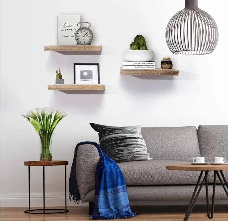 Factory direct sales modern style creative wooden wall shelf natural wall shelf